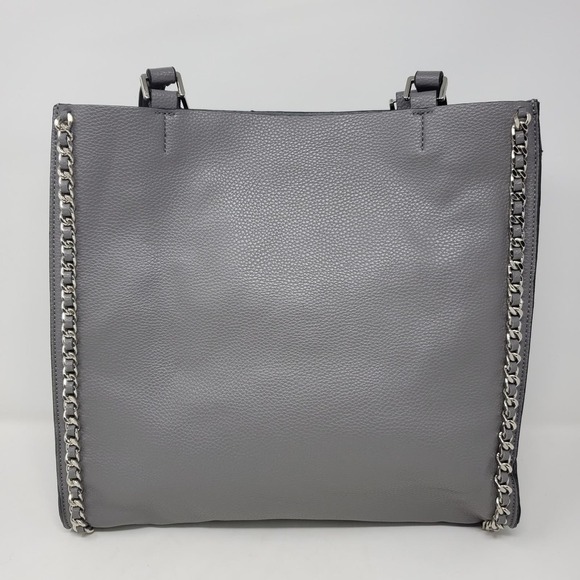 Steve Madden Tote Chain Embellished Shoulder Gray Bag - Picture 4 of 11